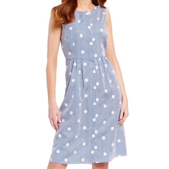 Karl Lagerfeld Dresses & Skirts - KARL LAGERFELD Striped Polka Dot Dress {O42}